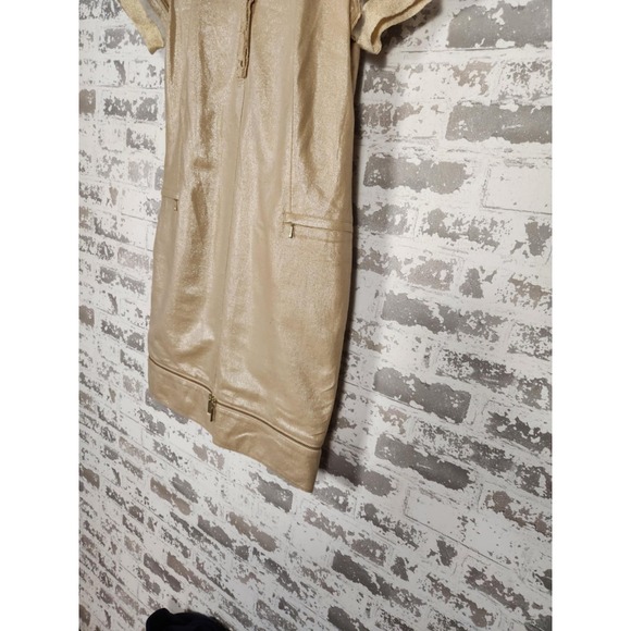 2B.Rych Dress Size 4 Metallic Gold Sparkle Edgy Zipper Pockets Linen Rocker - Picture 5 of 16